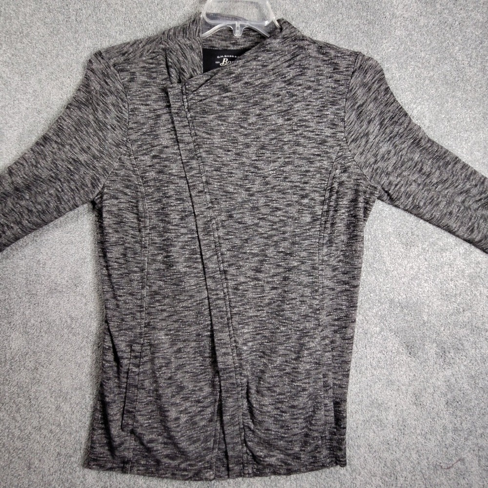 GH Bass & Co Women's Open Front Cardigan L Gray Casual Layering Knit Sweater